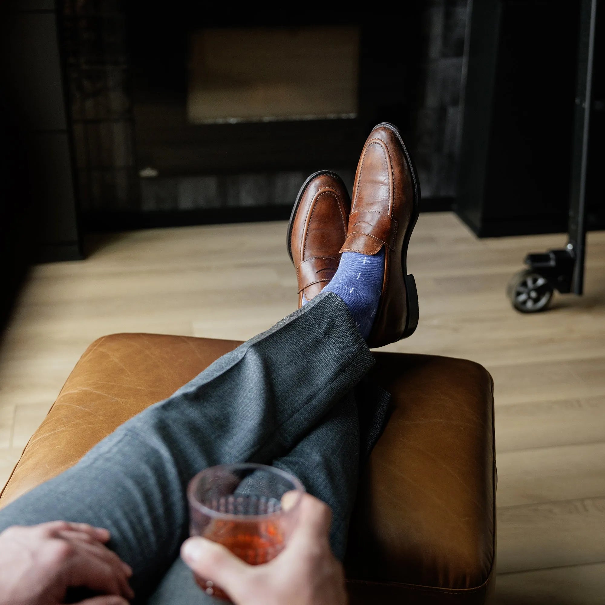 The Andrews - A Heathered Blue Sock with White T-Suns