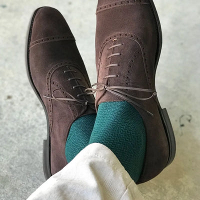 The Aristotles - Hunter Green Textured Micro-Chevron Sock