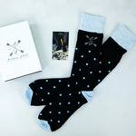 Black and Powder Blue Polka Dot Socks