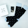 The Ballroom Blacks - Black And Powder Blue Polka Dot Sock