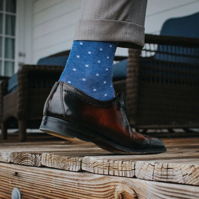 The Braxtons - Heathered Blue Micro-Square Sock