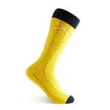 The Charlie Browns - A Yellow Sock with Navy Pin Dots