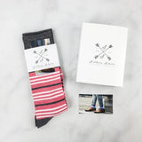 A pair of coral striped socks