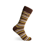 Mustard yellow, brown and grey striped men's dress socks
