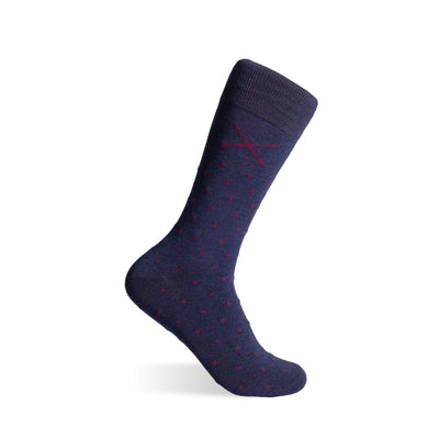 The Eastons - A Navy Blue Sock with Crimson Micro-Tiles