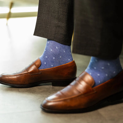 The Fairmonts - A Heathered Blue Sock with Pale Blue Micro-Tiles