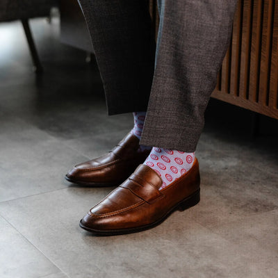 The Fasangs - A Pale Blue Sock with Red Double Dots