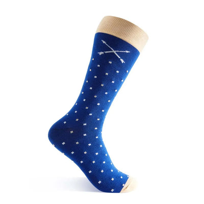 The Hamiltons - A Sapphire Blue sock with Sand and White Micro-Squares