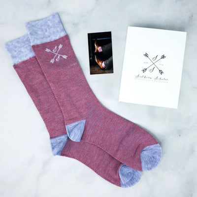 The Harbor Islands - A Salmon and Blue Woven Micro-Chevron Sock