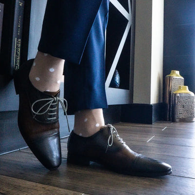 The Harveys - A Tan Sock with White Polka Dots