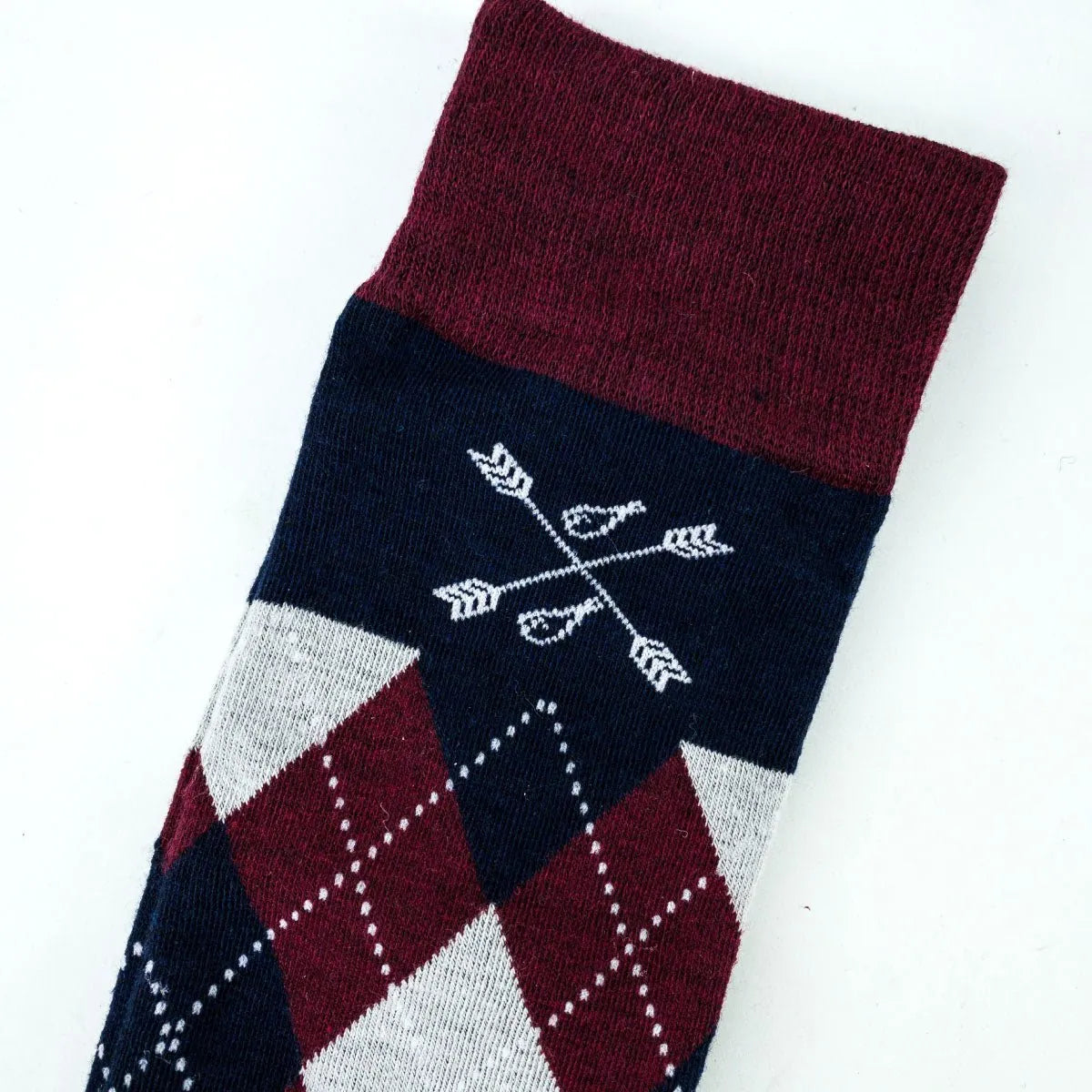 The Highlands | Navy, Cranberry & Grey Argyle Men's Dress Sock The Highlands | Navy, Cranberry & Grey Argyle Men's Dress Sock
