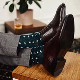 The Ides of March - A Deep Green Sock with White Hatches