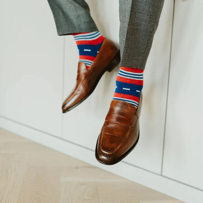 The Kennedys - A Royal Blue, Red, and White Striped Sock