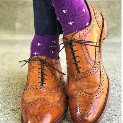 The Lincolns - A Deep Violet Sock with White Hatches