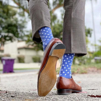 The Livingstons - A Heathered Blue Sock with White Hatches