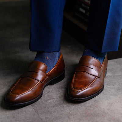 The Midnight Meadows - A Deep Blue Sock with Gold T-Suns