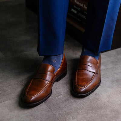 The Midnight Meadows - A Deep Blue Sock with Gold T-Suns