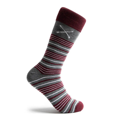 The Millers - A Garnet Red, Grey, and White Striped Sock
