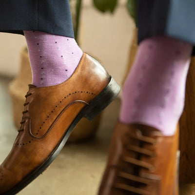 The Mr. Periwinkles - A Periwinkle Sock with Navy and Baby Blue Pin Dots
