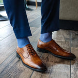 Heathered blue and sky blue micro-chevron men's dress sock