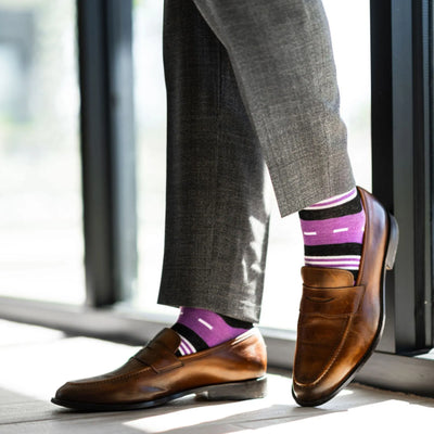 The Novaks - A Purple, White and Black Striped Sock