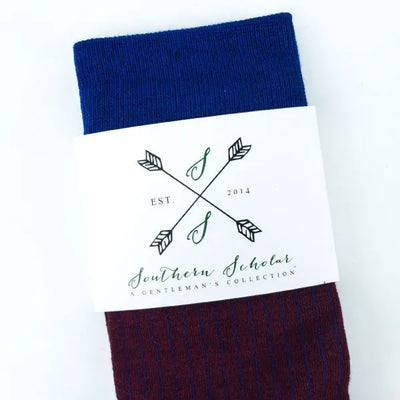 The Old Glorys - Burgundy and Royal Blue Pinstripe Sock