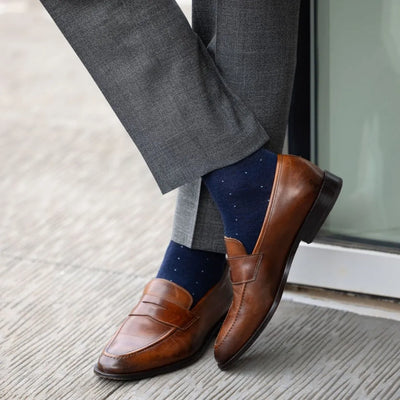 The Oxford Blues - Navy and Baby Blue Pin Dot Sock