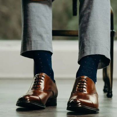 The Oxford Blues - Navy and Baby Blue Pin Dot Sock