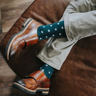 The Patricks - Hunter Green and White Polka Dot Sock