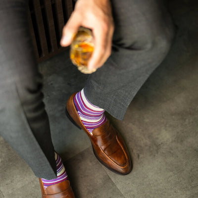 The Pembrokes - A Purple, Red and Cream Striped Sock