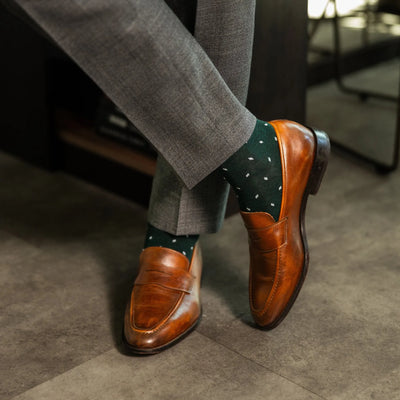 The Remingtons - A Deep Forest Sock with White Micro-Tiles