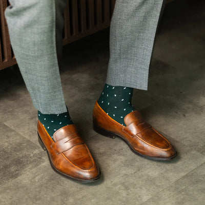 The Remingtons - A Deep Forest Sock with White Micro-Tiles