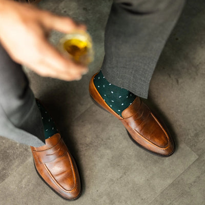 The Remingtons - A Deep Forest Sock with White Micro-Tiles