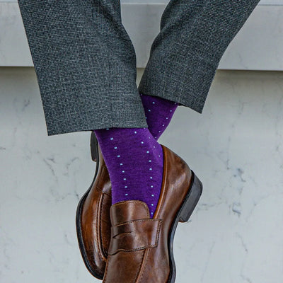 The Richards - A Purple Sock with Blue Micro-Dots