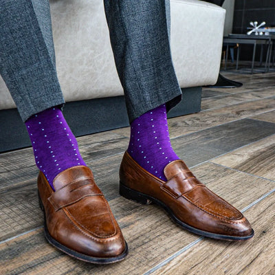 The Richards - A Purple Sock with Blue Micro-Dots