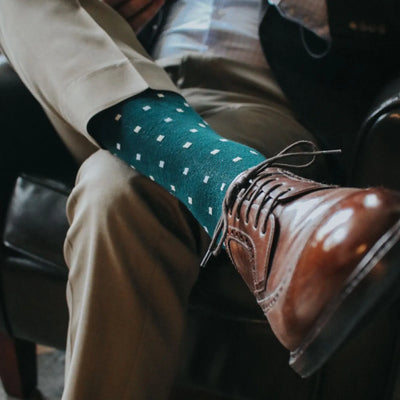 The Romans - Pine Green, Sand, and White Micro-Square Sock