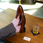  A Blush Pink and Gray Striped men's dress sock 