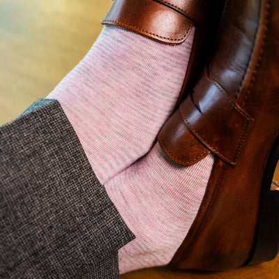 The Rosewoods - A Blush Pink and Soft Grey Striped Sock
