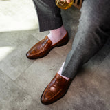  A Blush Pink and Gray Striped men's dress sock 