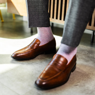 The Rosewoods - A Blush Pink and Soft Grey Striped Sock