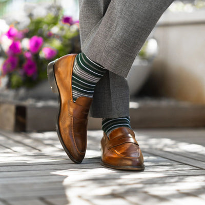 The Salvators - A Green, Gray and White Striped Sock