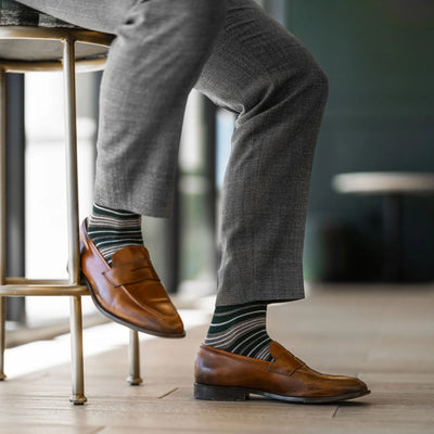 The Salvators - A Green, Gray and White Striped Sock