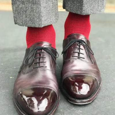 The St. Valentines - Red Textured Micro-Chevron Sock