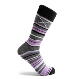The Stocktons -  A Mauve, Grey, and White Striped Sock