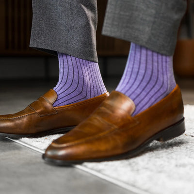 The Vasils - A Lavender and Dark Violet Ribbed Sock