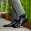 The Walters - A Black Dress Sock with a Silver Zigzag Pattern