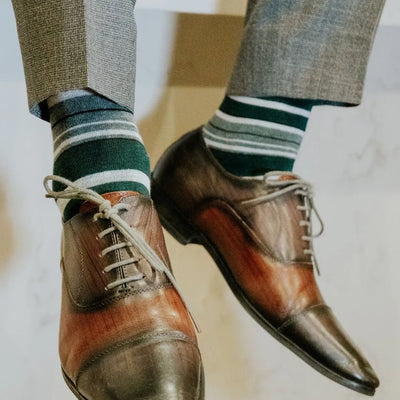 The Whelans -  A Green, Black, and White Striped Sock