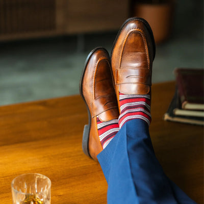 The Winslows - A Red, Maroon and Cream Striped Sock