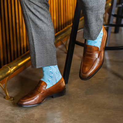 The Palmettos - Sky Blue Sock with ZigZag Pattern