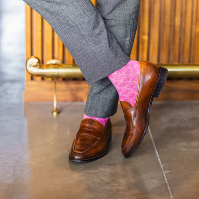 The Pink Lattice - A Pink Sock with a Tonal Lattice Motif